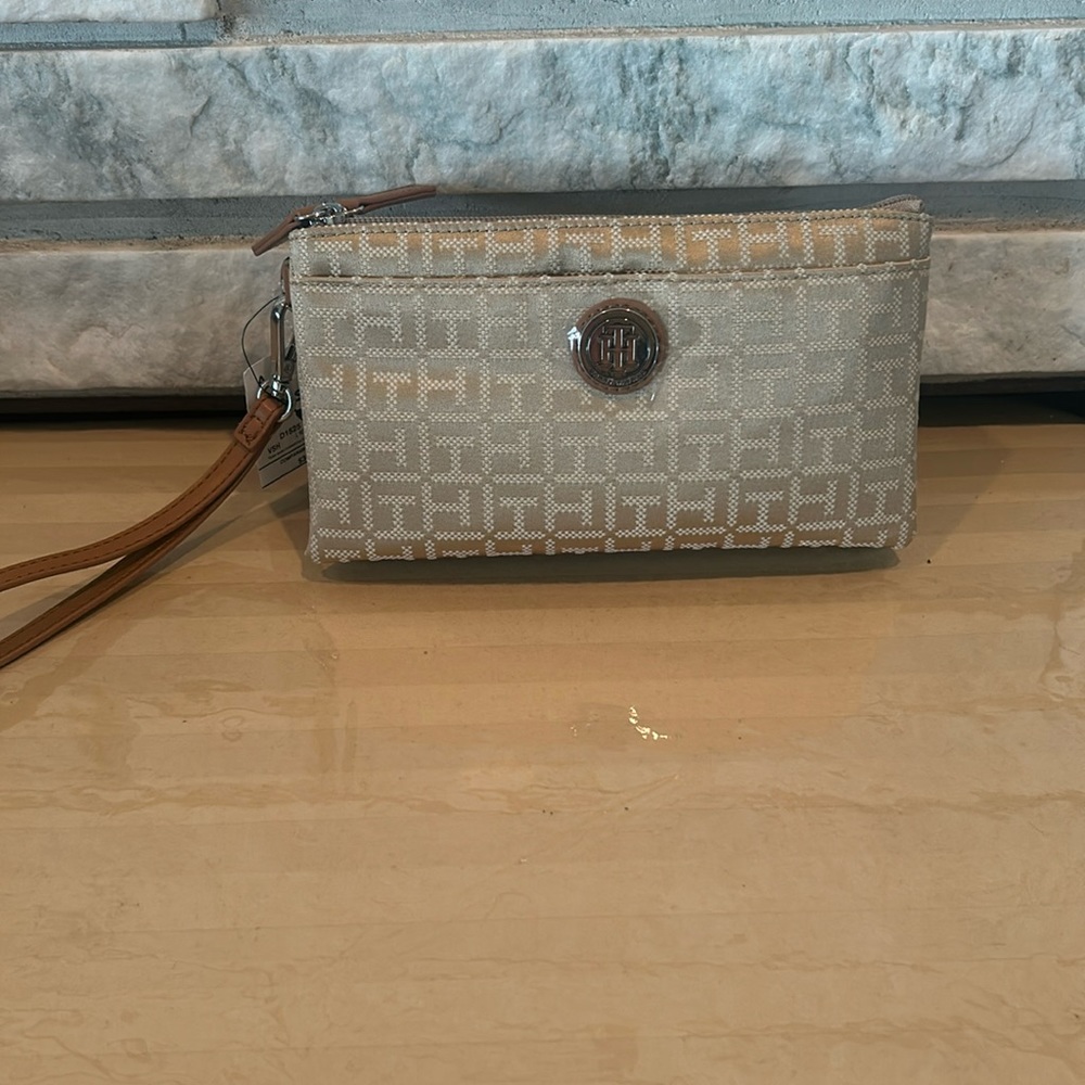 Tommy Hilfiger Gold logo wristlet